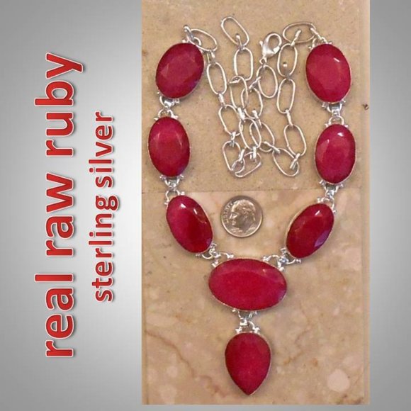 Jewelry - 23" REAL RUBY sterling silver necklace SJ986-162  JULY BIRTHSTONE